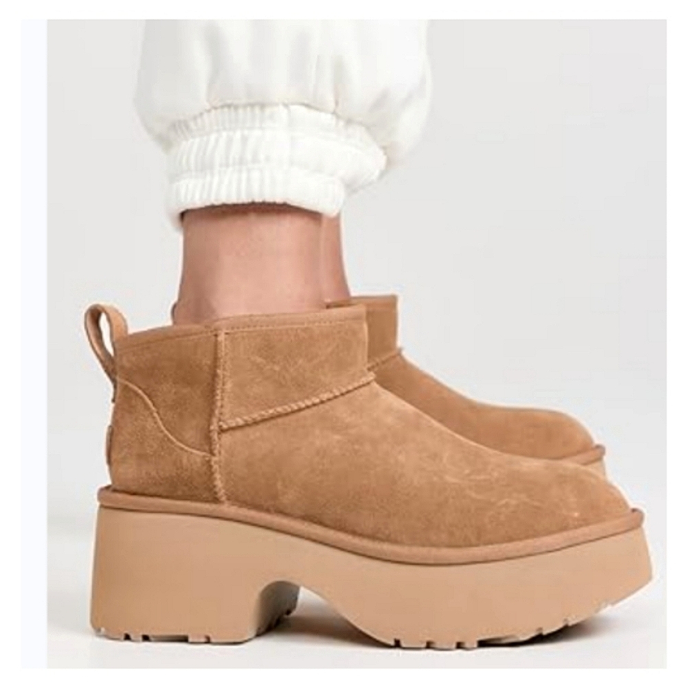 🆕️ UGG The Classic Ultra Mini New Heights Boot Size 8 Chesnut - Picture 16 of 16